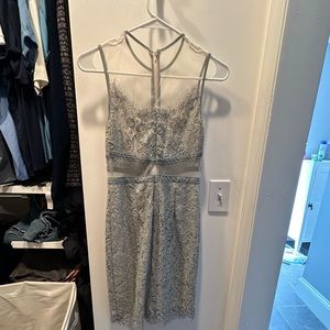 Wedding guest lace and mesh dress